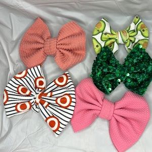Boutique fabric hair bows - pink, green, avocado & TARGET